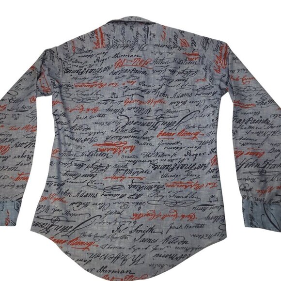 Vtg Declaration of Independence Signatures Shirt Van Heusen 417 Mens Sz 20 14.5 - Picture 2 of 7